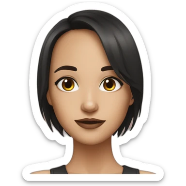 Brune aux yeux noirs cheveux mi courts sticker