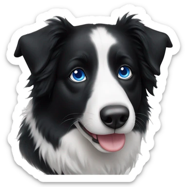 Border collie with one blue eye sticker