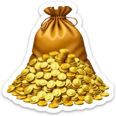 mountain of money with bags of money sticker