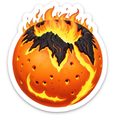 sphere globe planet, surface covered with lava fire sticker