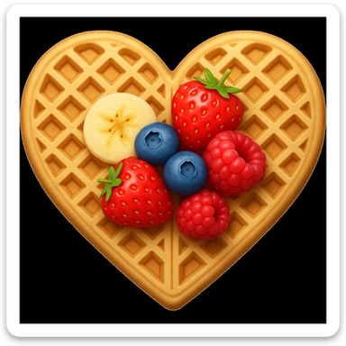 Beige heart waffle, Emoji, add fruit topping sticker