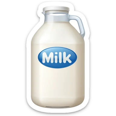 Gallon of milk that has milk written on it sticker