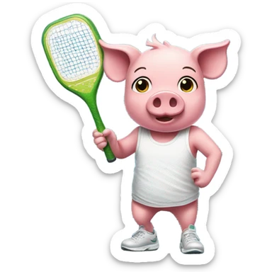 Pig playing pickleball sticker