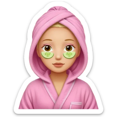 🧖‍♀️this with cucumber on her eyes at a spa and a pink robe sticker