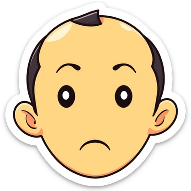 Man with an exaggerated huge forehead, funny character, male face sticker