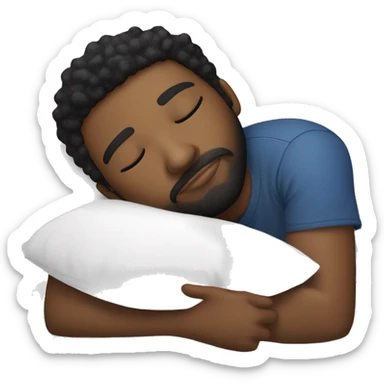 Very attractive black younger man with beard  sleeping on worlds most plush and nice white pillow on his side sticker