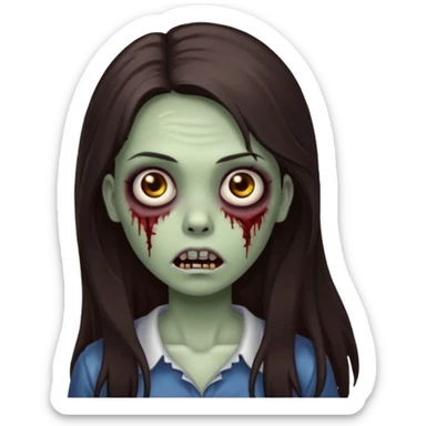 Zombie girl with a long dark brown hair sticker