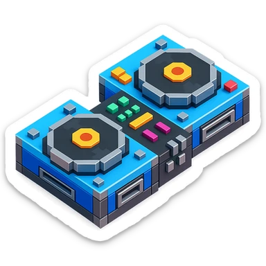 DJ turntables with a futuristic look and metallic accents sticker