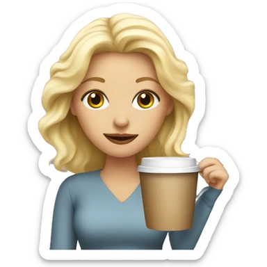 Blonde woman with coffee cup sticker