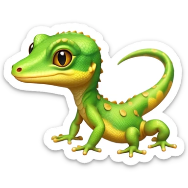 cinematic-cute-realistic gecko-portrait-emoji,-head-tilted-playfully-and-inquisitively,-featuring-a-small,-charming-body-with-smooth,-vividly-patterned-scales,-bright,-sparkling-eyes-and-delicate,-sticky-toe-pads,-simplified-yet-irresistibly-adorable sticker