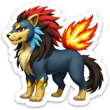 Pyroar-Entei-Luxray-Liepard-Pokémon-Fusion sticker