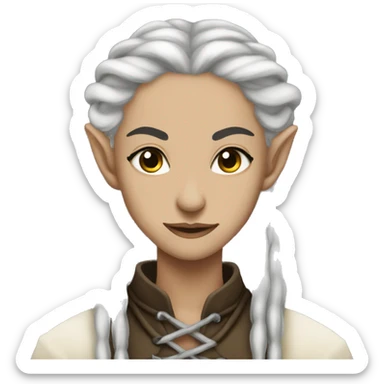 Cottage core dark elf with long braids sticker