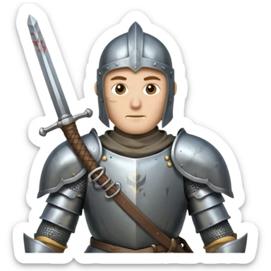 knight stinting with sword in his front   sticker