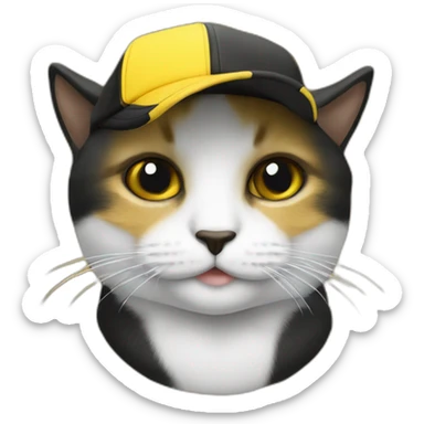 hombre piel blanca y gorra con dos gatos negro y amarillo sticker