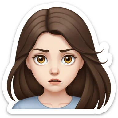  beautiful pale brunette girl with long hair pissed off eyes around sticker