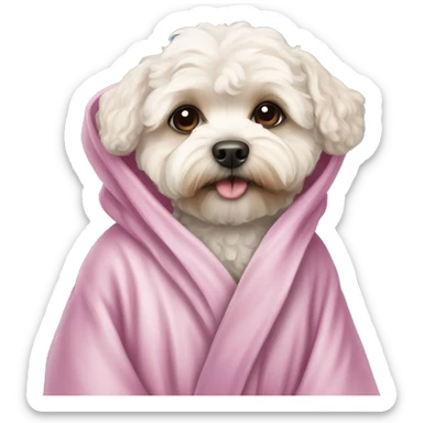 Maltipoo dog in robe  sticker