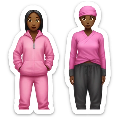 a ninja tyrtle with pink pajama pants on next to a black girl with pink pajama pants on sticker