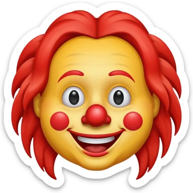 iPhone clown emoji with long hair sticker