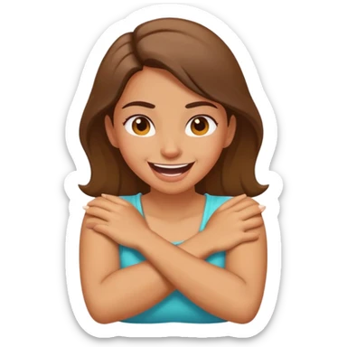 girl with arms crossed on her neck mad and laughing  sticker