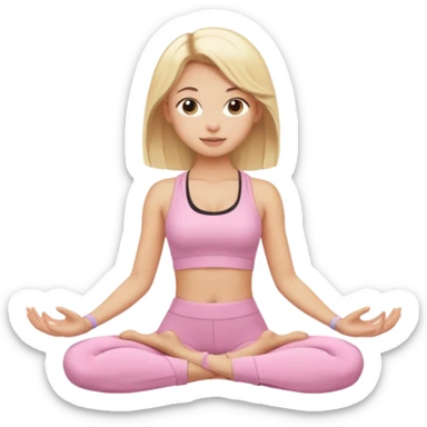 Blonde girl with light pink yoga clothes sticker