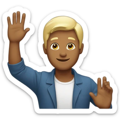 man raising hand sticker
