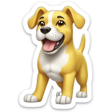 yellow and white dog with muscles and thumbs up showing the whole body sticker