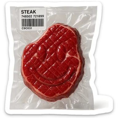 diamond-textured meat steak, shiny and inflated, no background sticker