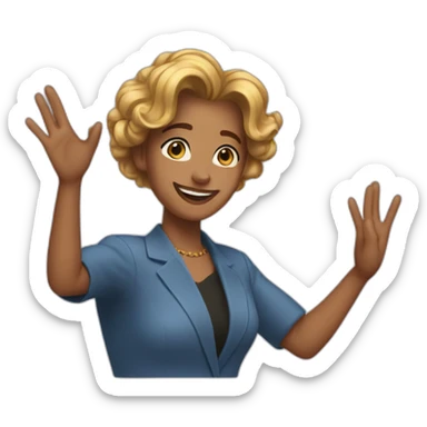 Person waving good bey sticker