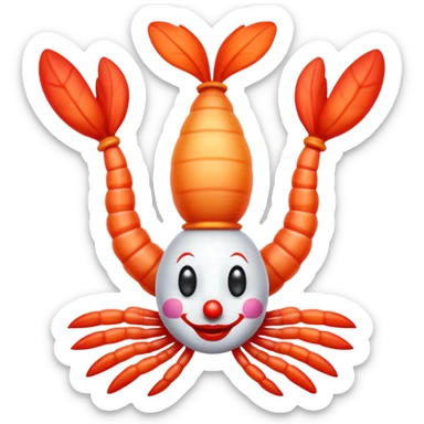 Shrimp upside down as a clown sticker