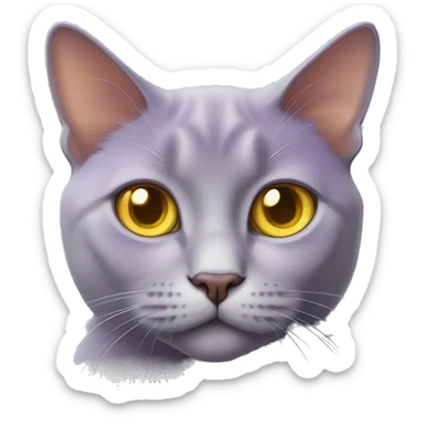 lilac british cat with yellow-orange and a little green eyes sticker
