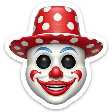Máscara  blanca y sombrero de payaso sticker