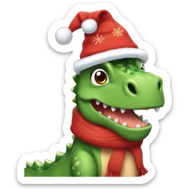 Dinosaurio con bufanda y gorro de navidad sticker