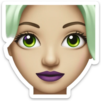 green eye with mascara and eyeliner and purple eyeshaddow sticker