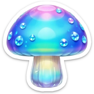 opal crystal mushroom sticker