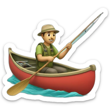 man fishing in a canoe sticker