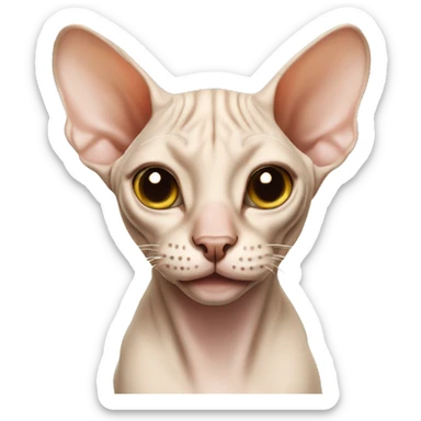 A very smiling beige sphynx cat sticker