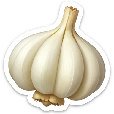 single garlic clove with cubed garlic sticker