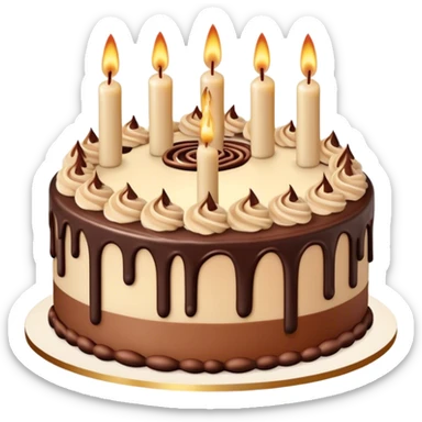 Aesthetic birthday cake with beige candles and chocolate topping  sticker