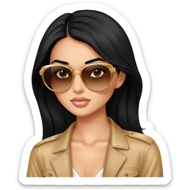 Photo of Victoria secret model, black hair posing with sunglasses  sticker