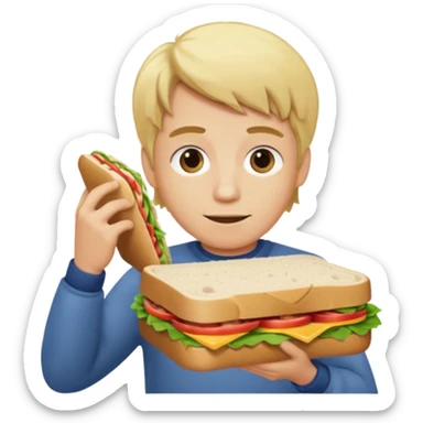 Guy with blonde hair making a sandwich  sticker