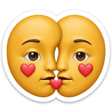 Kiss emoji with 2 peace signs sticker