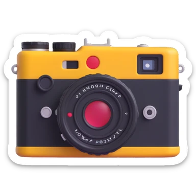 3D emoji of a classic rangefinder camera inspired by Canon P, realistic and high quality sticker