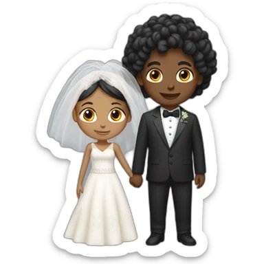 A black boy with hair marrying a white Indian girl  sticker