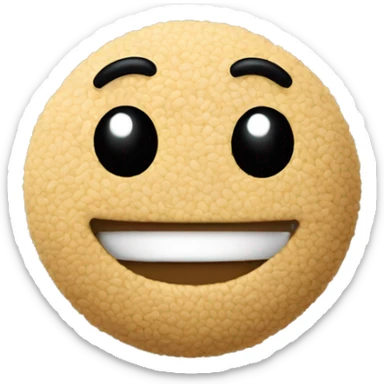 A sesame seed with a smiling face sticker