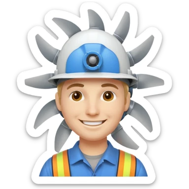 Engineer with spinning turbine hat sticker