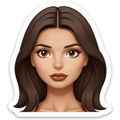 Emily Ratajkowski, famous model with long dark brown hair, full lips, and expressive brown eyes sticker