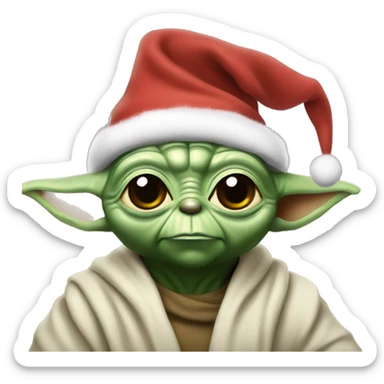 Yoda with two cosmos in a Christmas hat sticker