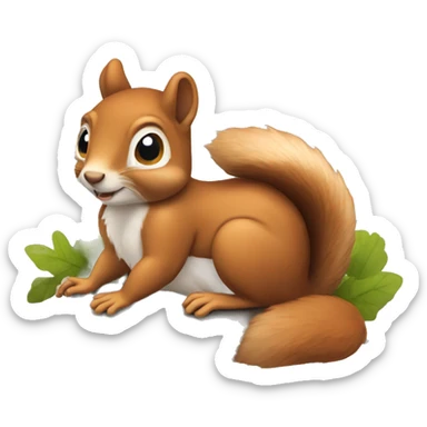 Squirrel laying on the ground sticker