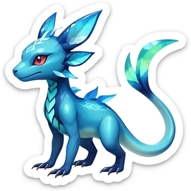 Colorful Dark Shiny Exotic Salandit-Aurorus-Glaceon-Fakémon-hybrid-creature (full body)  sticker