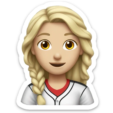 Caucasian girl softball sticker